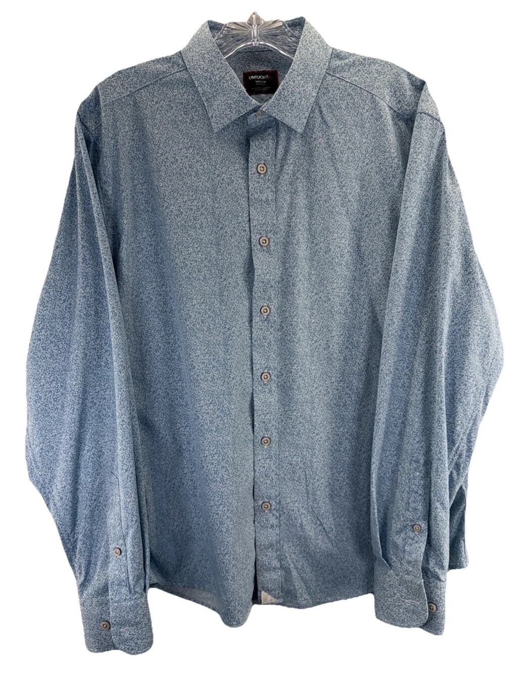 UNTUCKit Shirt Mens Med Blue Print Floral Long Sleeve Bell Performance Stretch